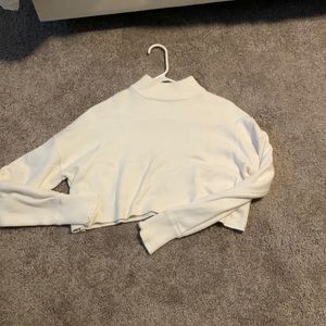 Cropped white turtleneck